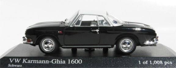 Miniature VW Karmann Ghia 1600 De 1966 - Échelle 1:43, Couleur Jaune Et Noir, Marque Maxichamps, Neuf Avec Boîte