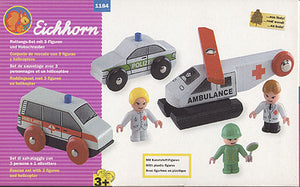 Eichhorn Rescue set with 3 figures two Cars and Helicopter
