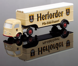 Schuco Piccolo Mercedes Benz Semi Truck with Trailer"Herforder Beer