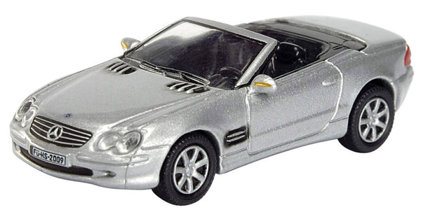 Schuco Edition 1:87 Mercedes Benz 500SL silver cabrio – German