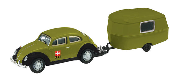Schuco Edition 1:87 VW Bug with Camping Trailer 