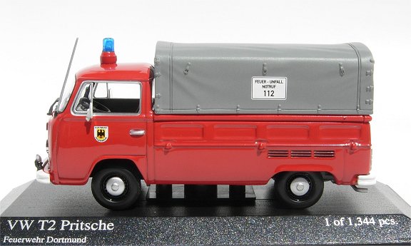 Minichamps 1:43 VW T2 Pick up ,Fire Dept Dortmund 400-053290 [W1G]